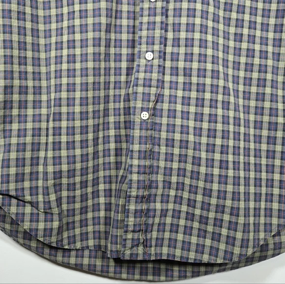 Ralph Lauren Men’s Green Navy Plaid Button Up Long Sleeve Shirt Size Large - Picture 3 of 11